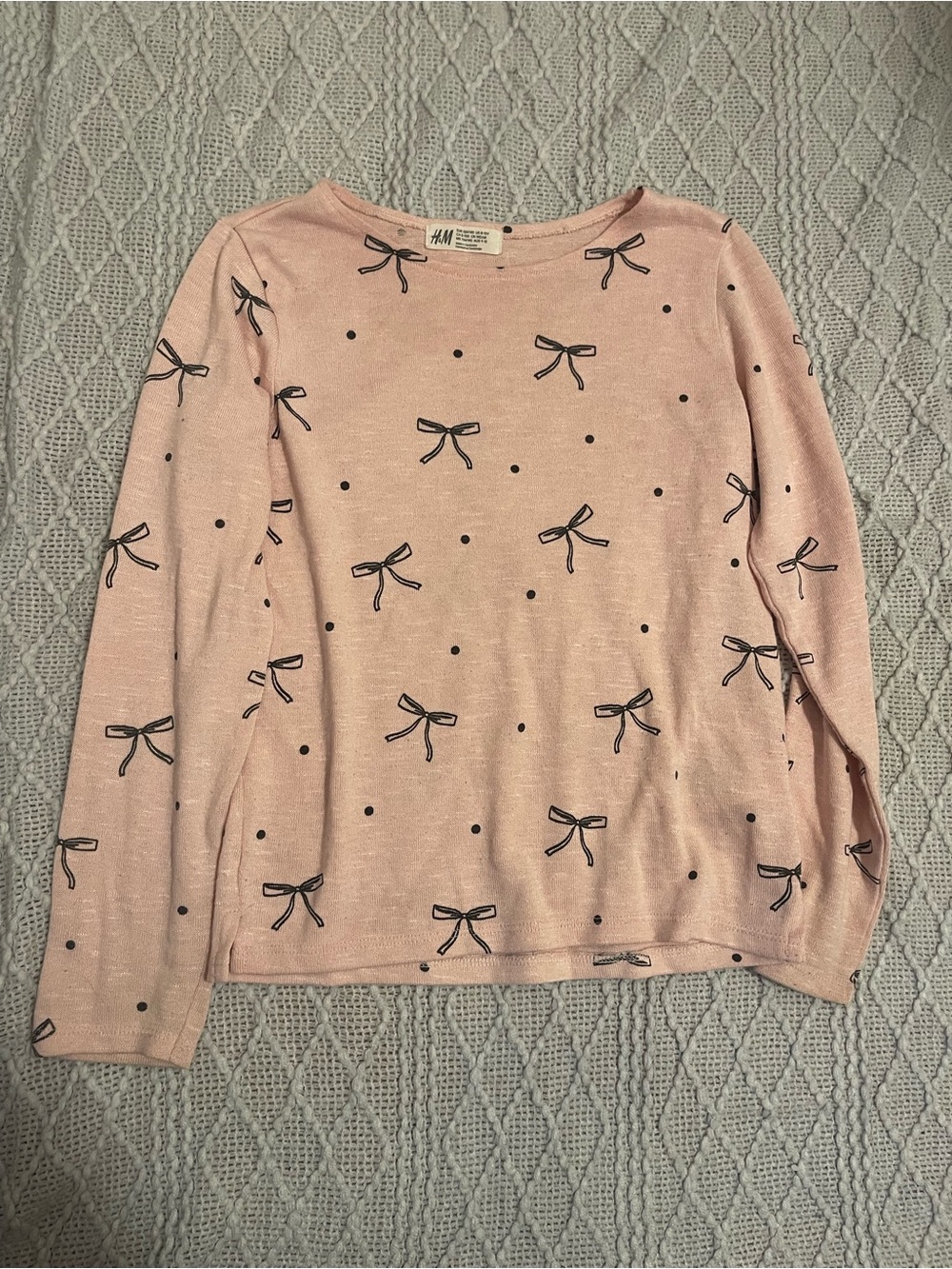 H&M Light Pink Bow-Print Knit Sweater